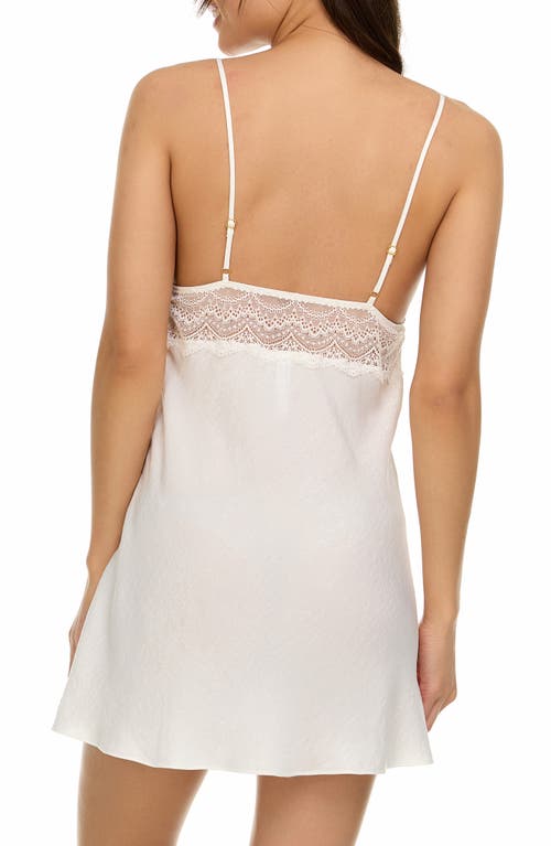 Flora Nikrooz Madelyn Lace Trim Satin Charmeuse Chemise In Ivory