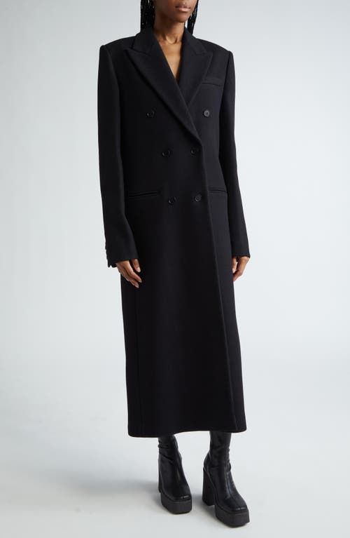 Shop Stella Mccartney Oversize Double Breasted Wool Coat In 1000 - Black