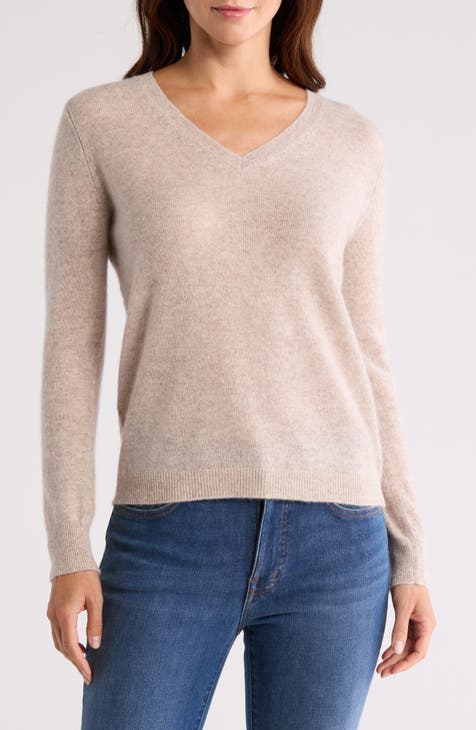 Beige v neck sweater women's best sale