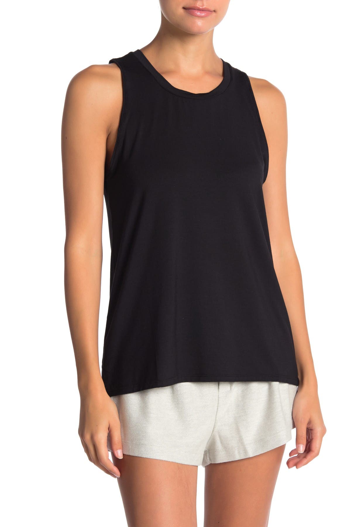 French Connection Solid Flare Tank In Anthracite Black