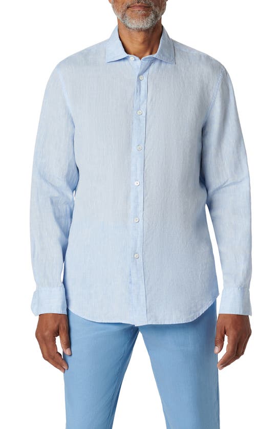 Shop Bugatchi Axel Linen Button-up Shirt In Sky