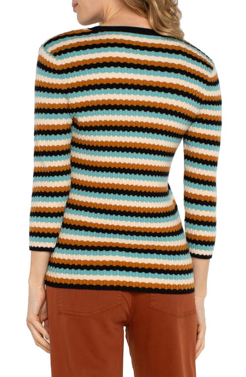 Shop Liverpool Los Angeles Stripe Textured Sweater In Ocean Multi Stripe