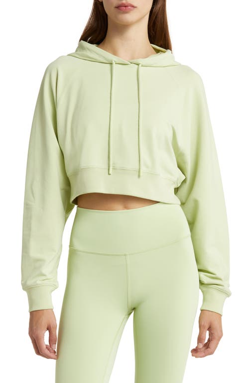 Alo Double Take French Terry Crop Hoodie in Iced Green Tea