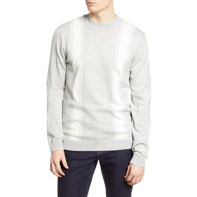 Topman Stripe Mock Neck Sweater, Grey