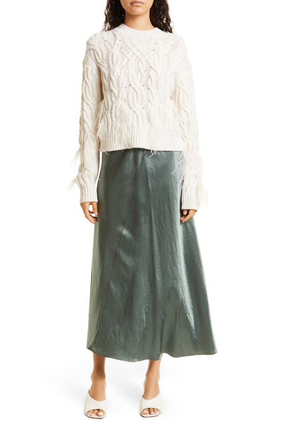 Shop Vince Feather Cable Stitch Wool & Cashmere Sweater In Cream