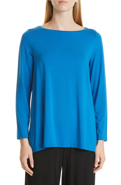 EILEEN FISHER Womens Coral Long Sleeve Collared Top
