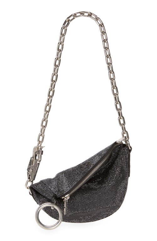 Shop Burberry Small Knight Crystal Embellished Suede Shoulder Bag In Black