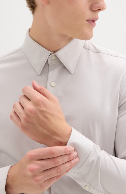 Theory Sylvain Nd Structure Knit Button-up Shirt In Soft Grey