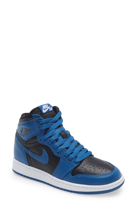 Jordan Kids' Air  1 Retro High Og Basketball Shoe In Dark Marina Blue/ Black/ White