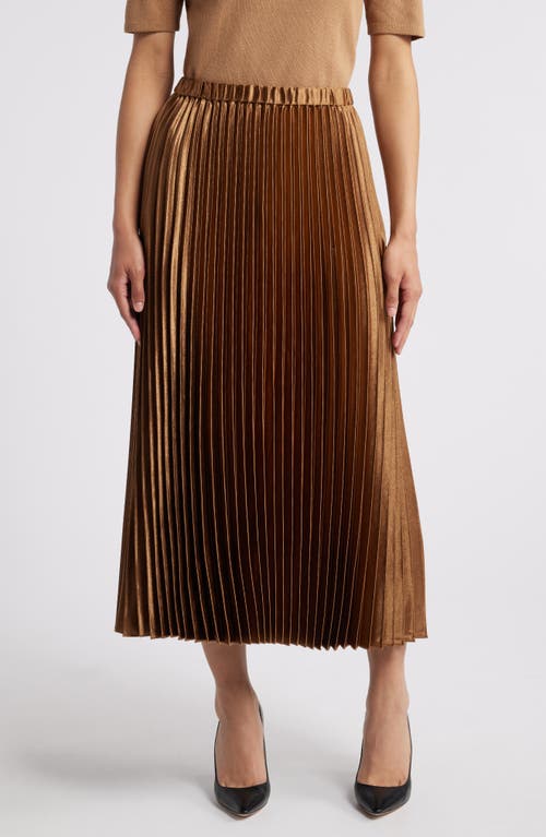 Shop Anne Klein Pleated Satin Skirt In Vicuna