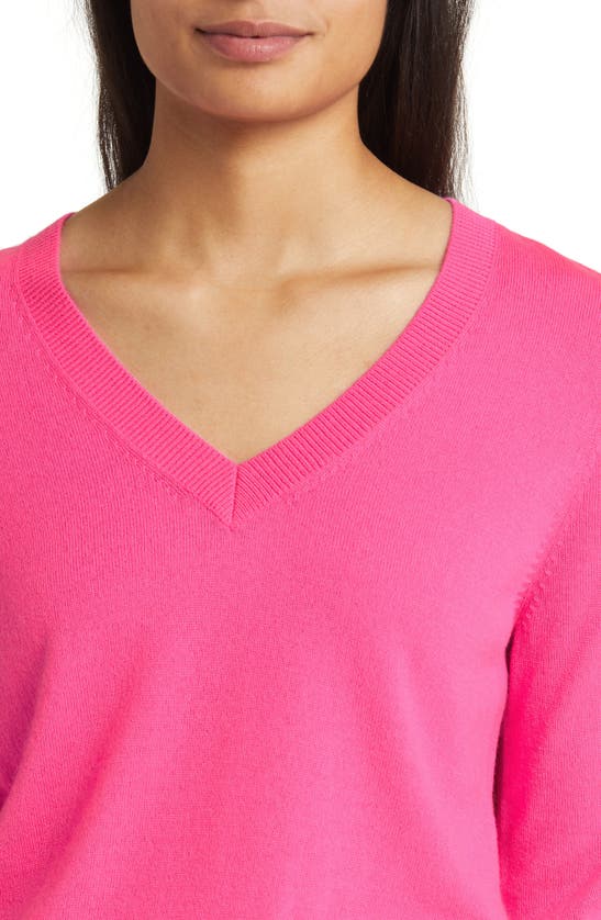 Shop Caslon ® Wool Blend V-neck Sweater In Pink Neon