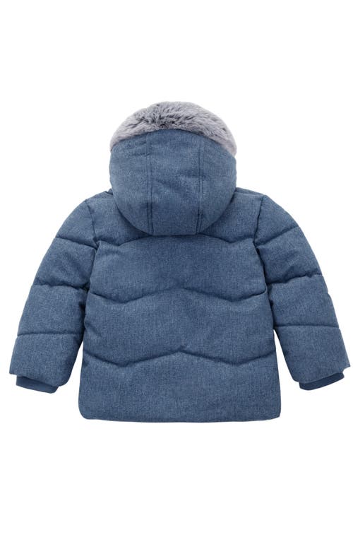 Rokka&rolla Baby Cozy Fleece Lined Warm Winter Coat With Hood In Warm Navy Textured
