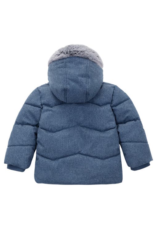 Shop Rokka&rolla Baby Cozy Fleece Lined Warm Winter Coat With Hood In Warm Navy Textured