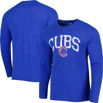 Men's Fanatics Branded Heathered Gray Chicago Cubs Iconic Team Element Speckled Ringer T-Shirt