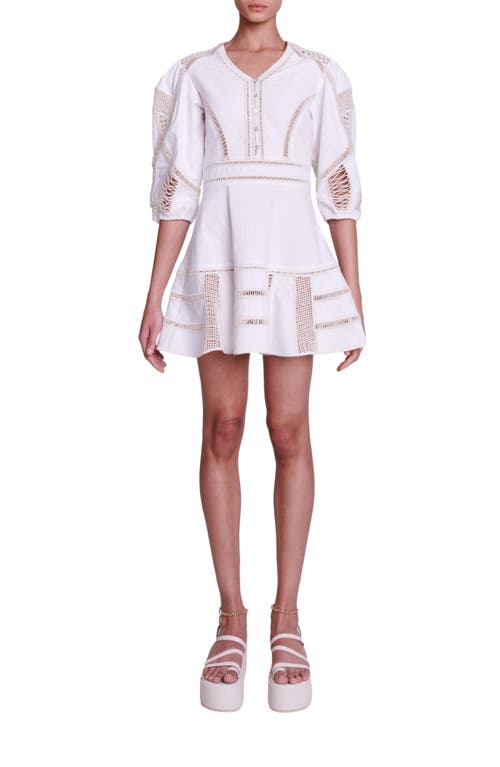 Maje Riany Elbow Sleeve Button Front Twill Minidress In White