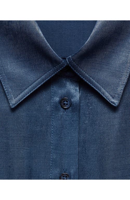 Mango Satin Shirt Dress Blue In Blue