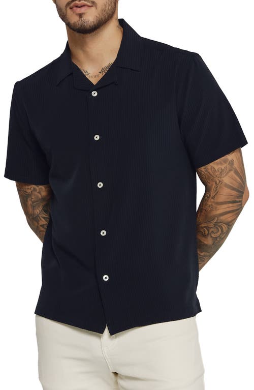 7 Diamonds Vance Textured Stretch Camp Shirt In Navy