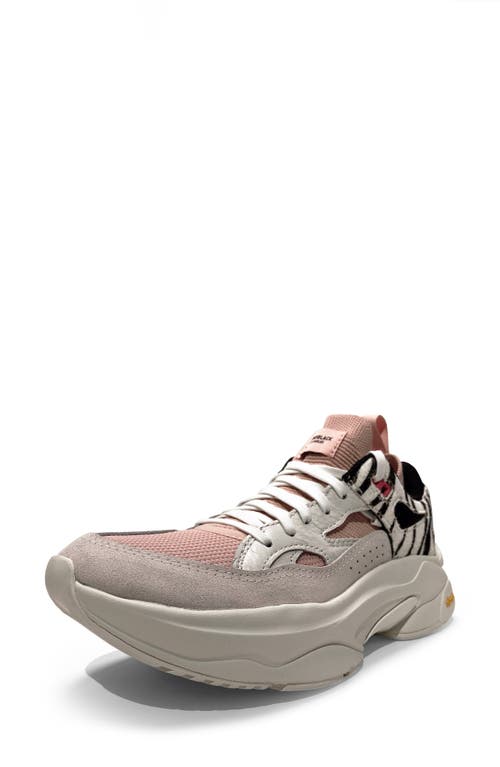 BRANDBLACK Saga 130 Genuine Calf Hair Sneaker in White Pink Zebra