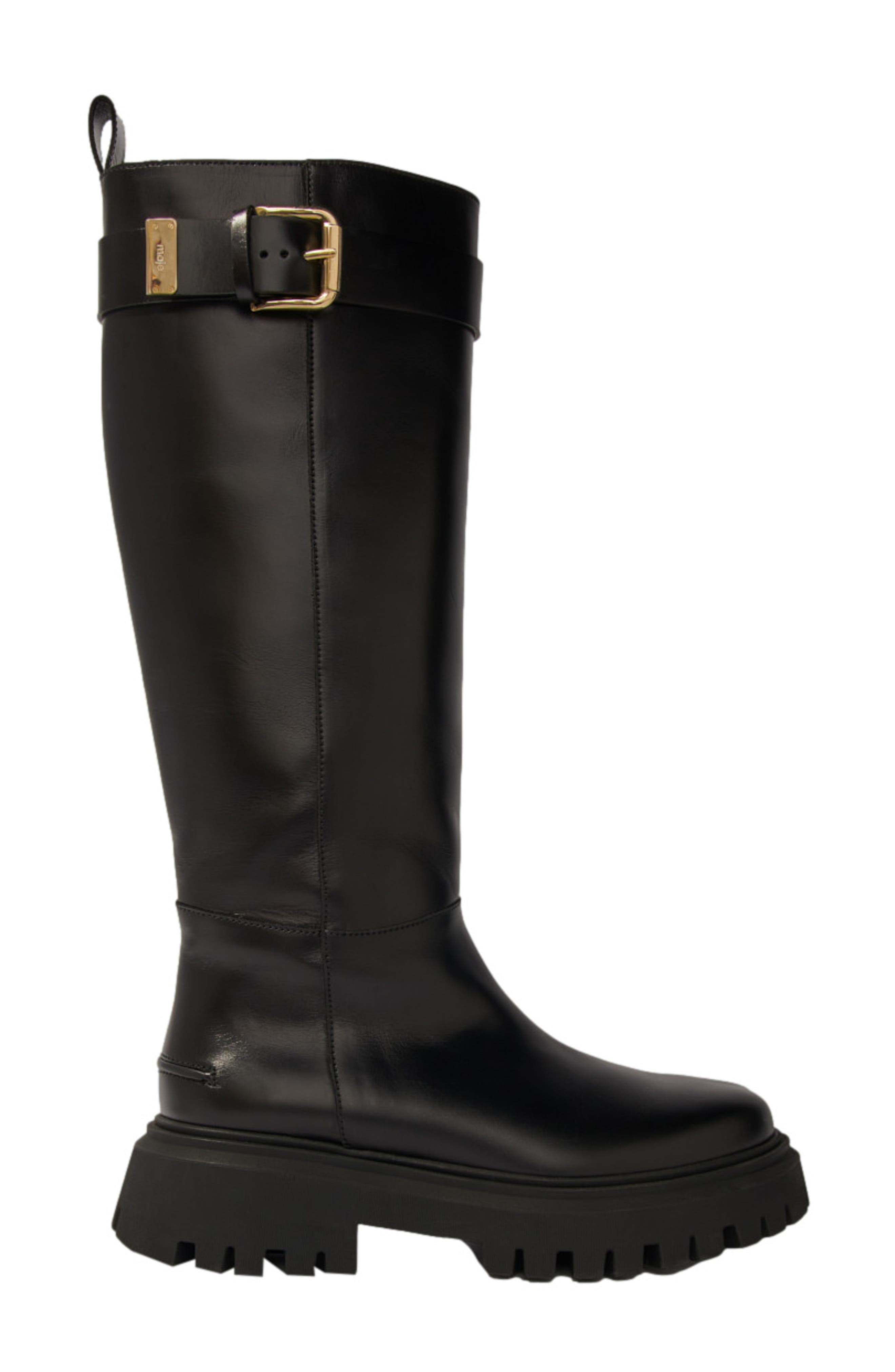 maje Buckled leather boots in Black 