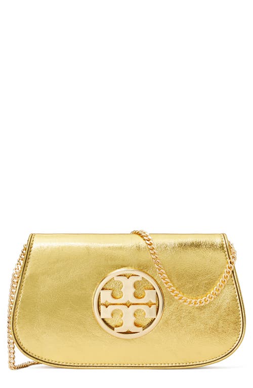 Tory Burch Reva Metallic Leather Clutch in Gold Rush at Nordstrom