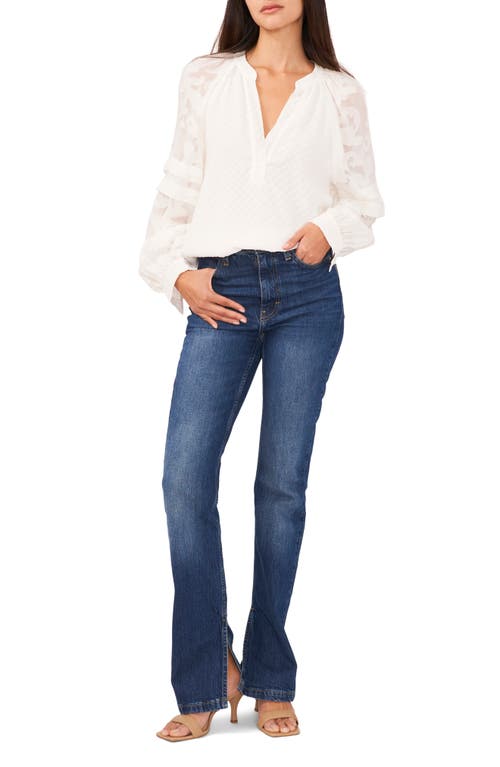 Vince Camuto Long Raglan Sleeve V-front Blouse In White