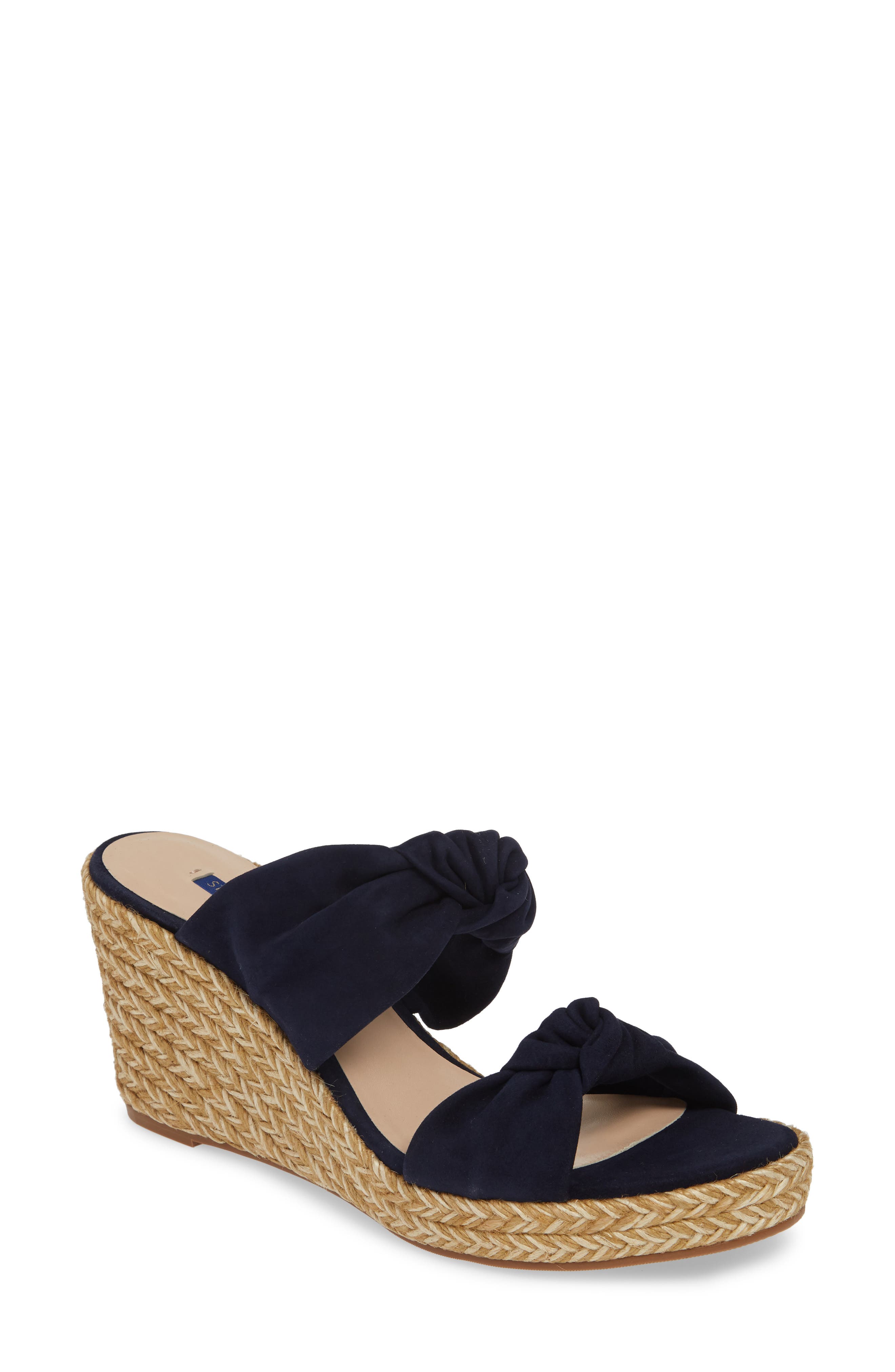 Stuart Weitzman Sarina Espadrille Wedge Slide Sandal, Blue