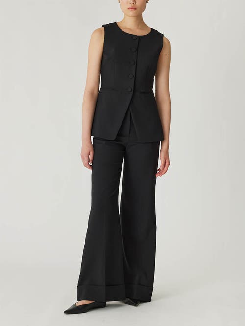 Rebecca Taylor Refined Suiting Button Front Vest in Black 