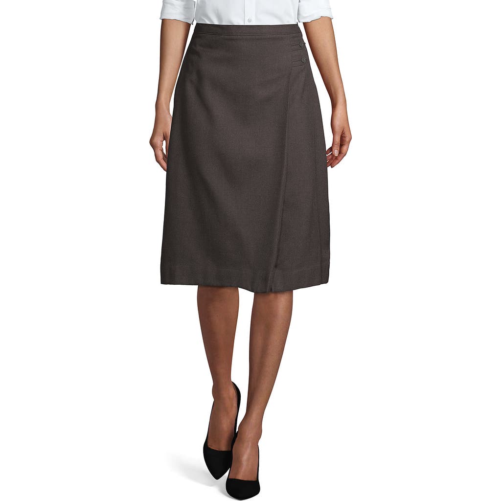 Lands' End School Uniform Solid A-line Skirt Below The Knee In Gray