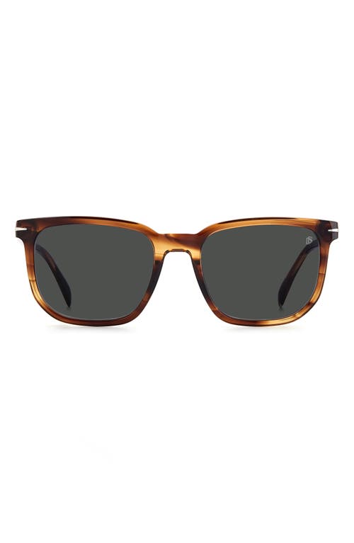 David Beckham Eyewear 54mm Square Sunglasses in Striped Brown /Grey