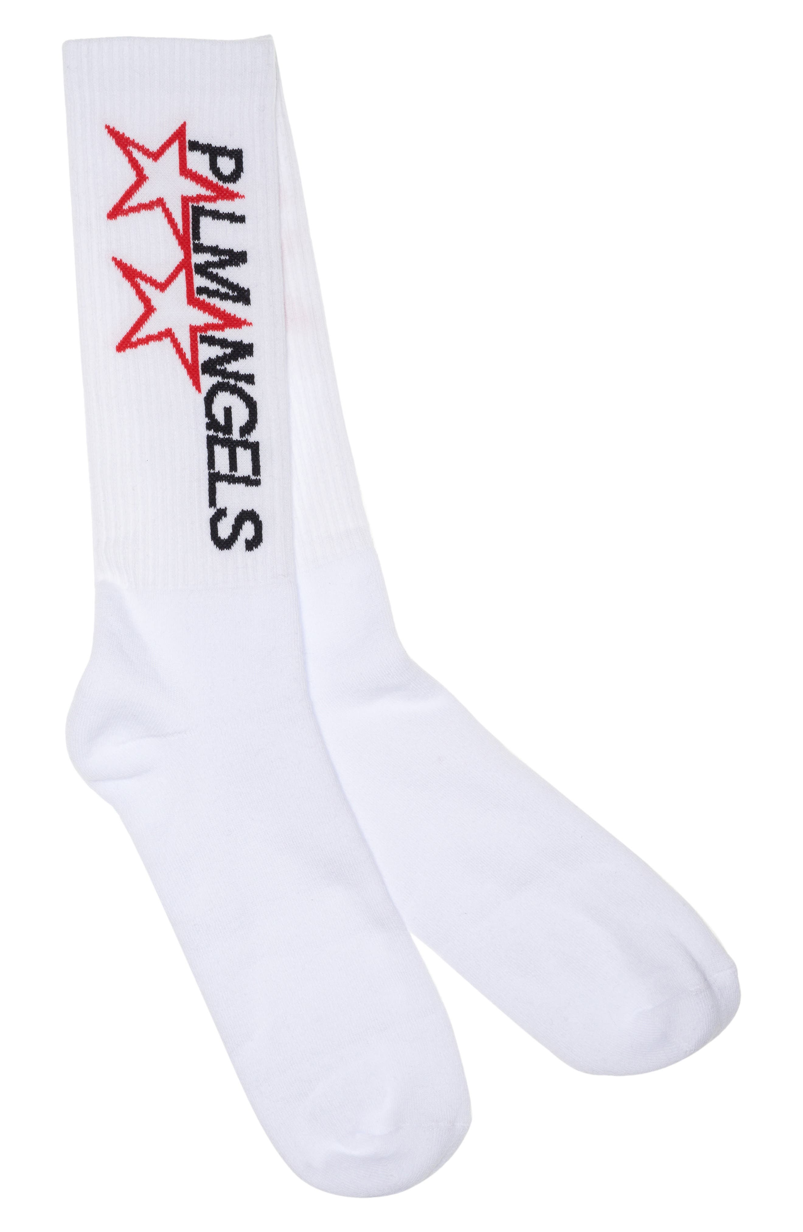 Palm Angels Racing Stars Logo Socks in White Black at Nordstrom, Size Small