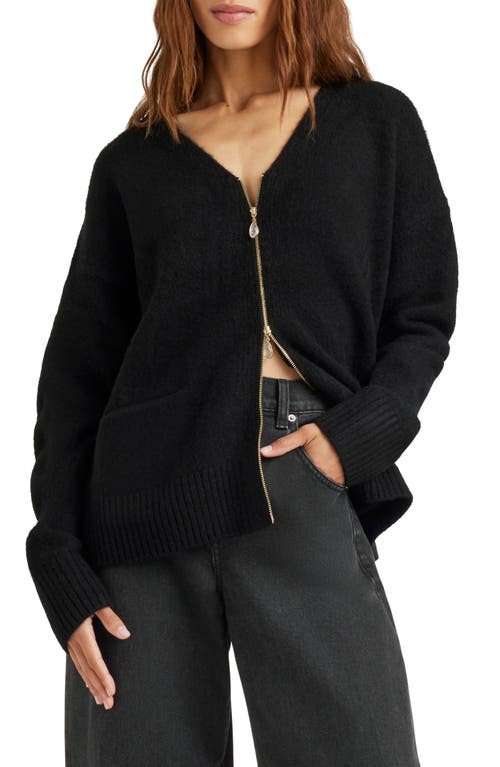 Splendid Zeena Two-Way Zip Cardigan in Black 