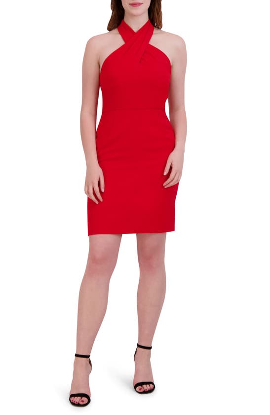 Julia Jordan Halter Neck Sheath Dress In Red