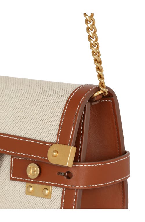 Shop Balmain B-buzz 23 Canvas & Leather Clutch In Gem Natural/brown