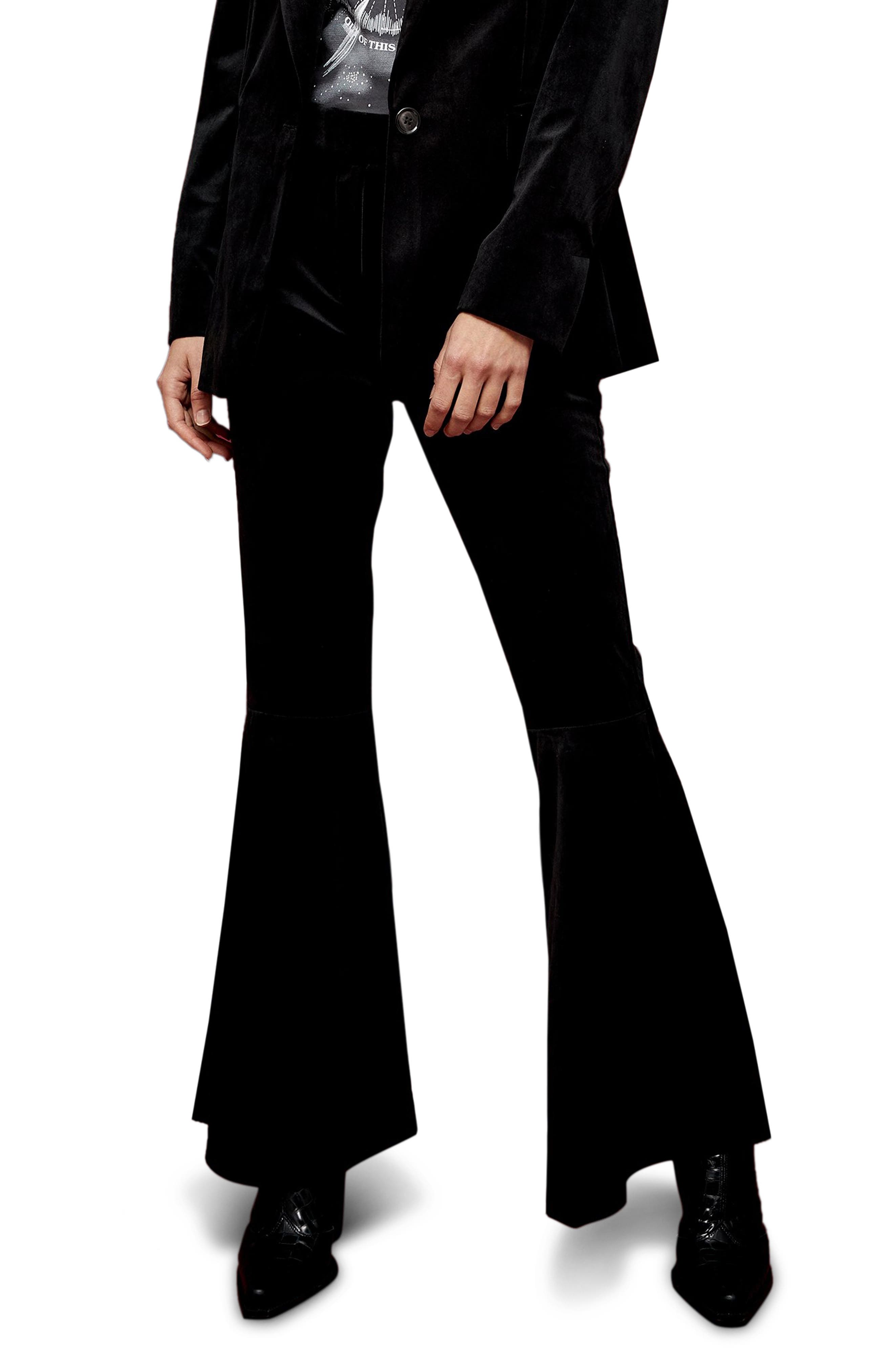 Black velvet flares sales topshop