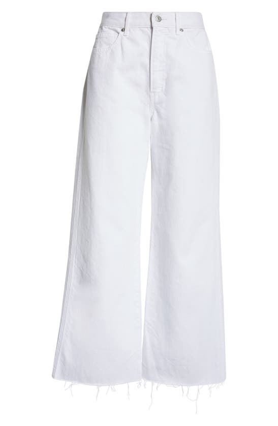 Shop Veronica Beard Taylor Raw Hem High Waist Crop Wide Leg Jeans In White