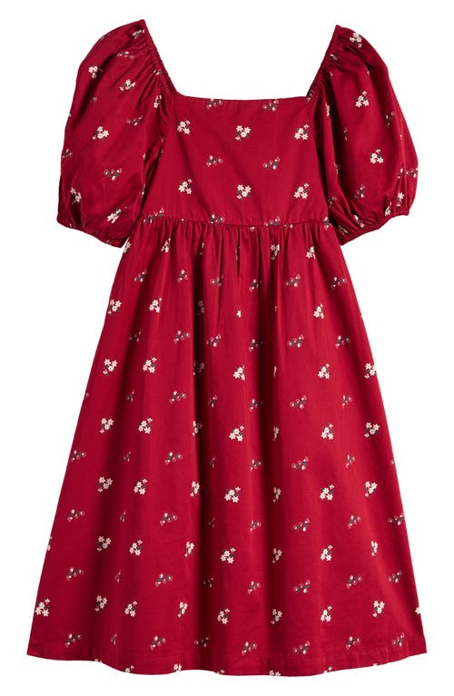 Shop Nordstrom Kids' Puff Sleeve Bow Back Cotton Dress In Red Rio Daisy Tile