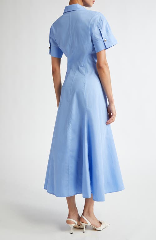 Shop Victoria Beckham Paneled Organic Cotton Poplin Shirtdress In Oxford Blue