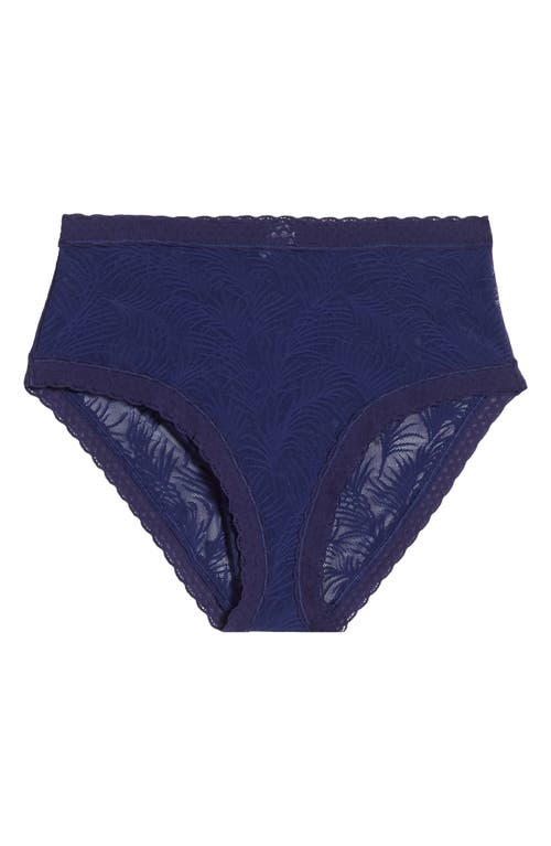 Allover Lace High Waist Briefs in Midnight Navy