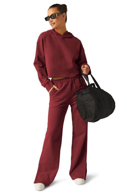 Shop Beyond Yoga Happiness Crop Hoodie In California Merlot