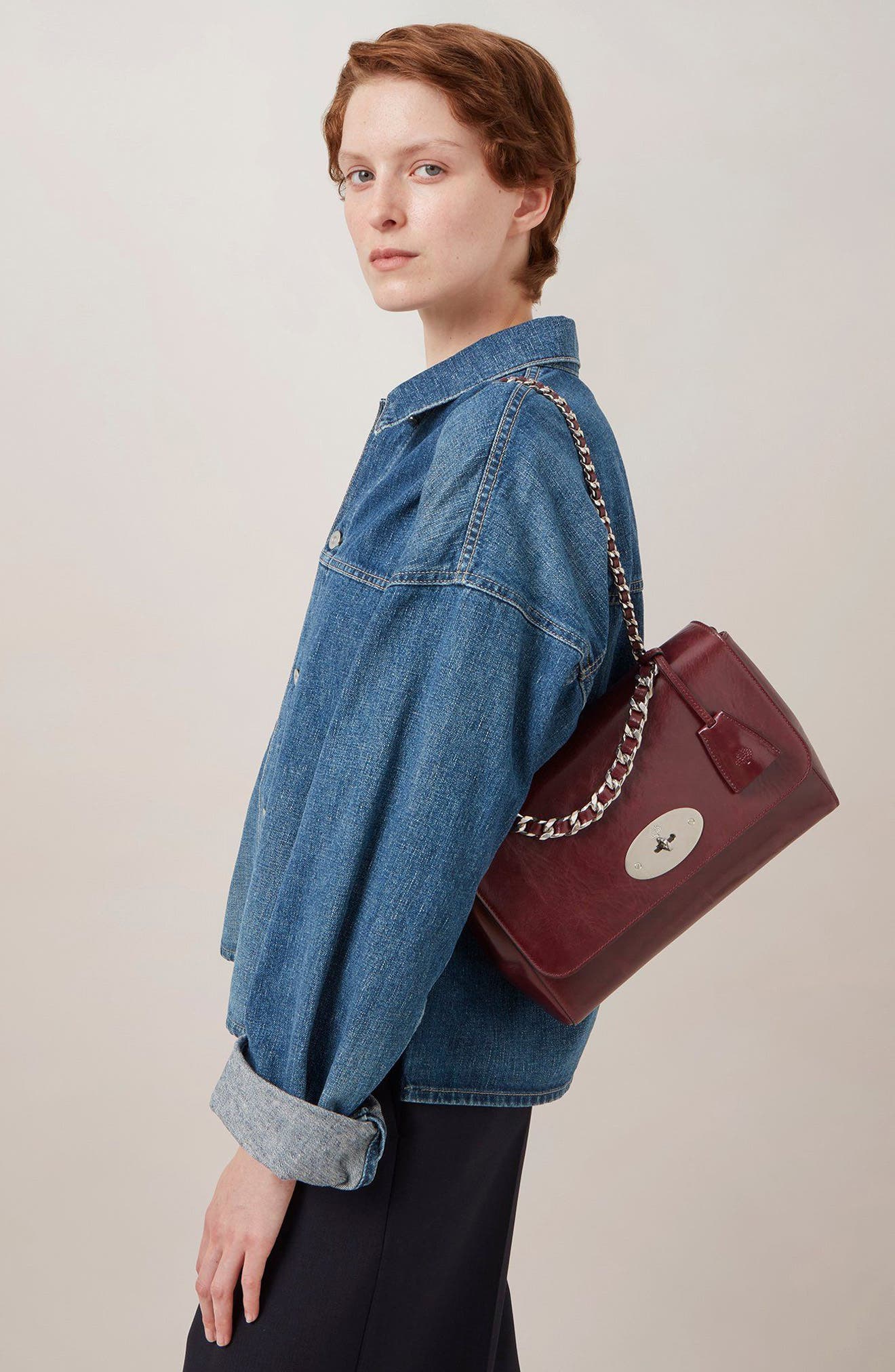 MULBERRY Leathershoulder bag with logo Black Cherry