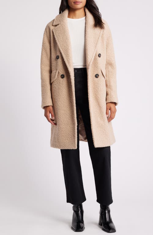 Shop Bcbg Double Breasted Bouclé Coat In Oatmeal