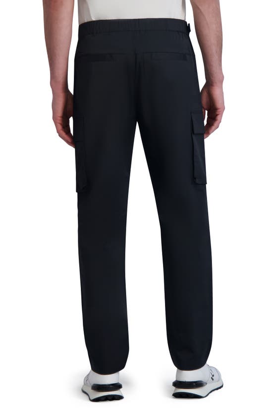 Shop Karl Lagerfeld Paris Belted Stretch Nylon & Cotton Blend Cargo Pants In Black