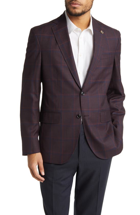 TED BAKER TED BAKER LONDON KARL SLIM FIT SOFT CONSTRUCTION PLAID WOOL SPORT COAT
