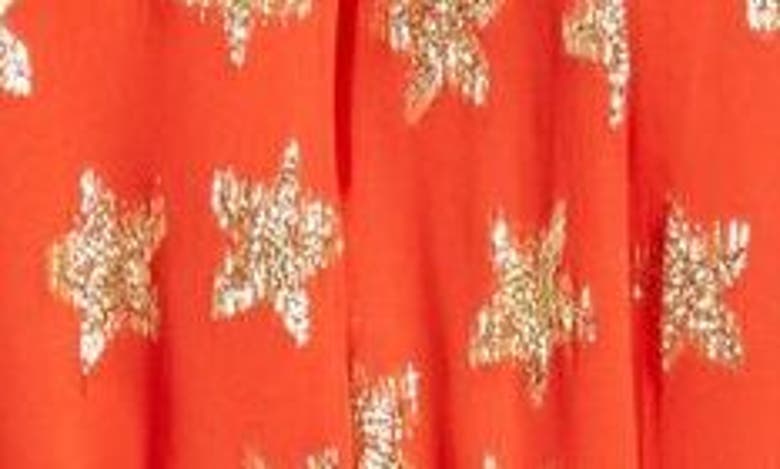 Shop Ciebon Tara Star Metallic Sleeveless Midi Dress In Coral