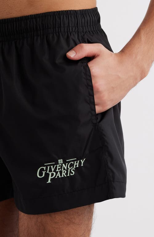 Shop Givenchy Logo Swim Trunks In Black