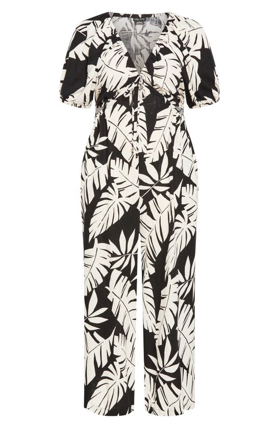 Shop City Chic Palma Floral Print Wide Leg Jumpsuit