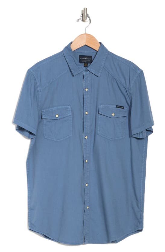 Lucky Brand Western Workwear Short Sleeve Shirt In Coronet Blue