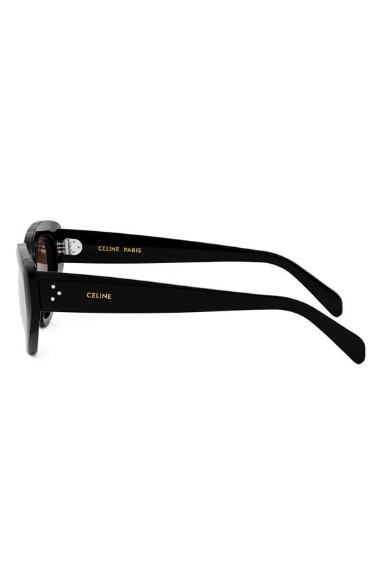 Celine Bold 3 Dots 53mm Cat Eye Sunglasses In Shiny Black / Brown