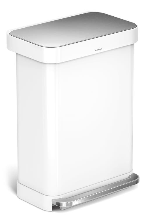 simplehuman 55L Rectangle Trash Can in White at Nordstrom