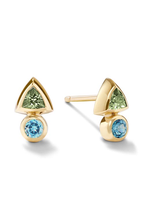 The Duo Gem Stud Earrings in 14K Yellow Gold